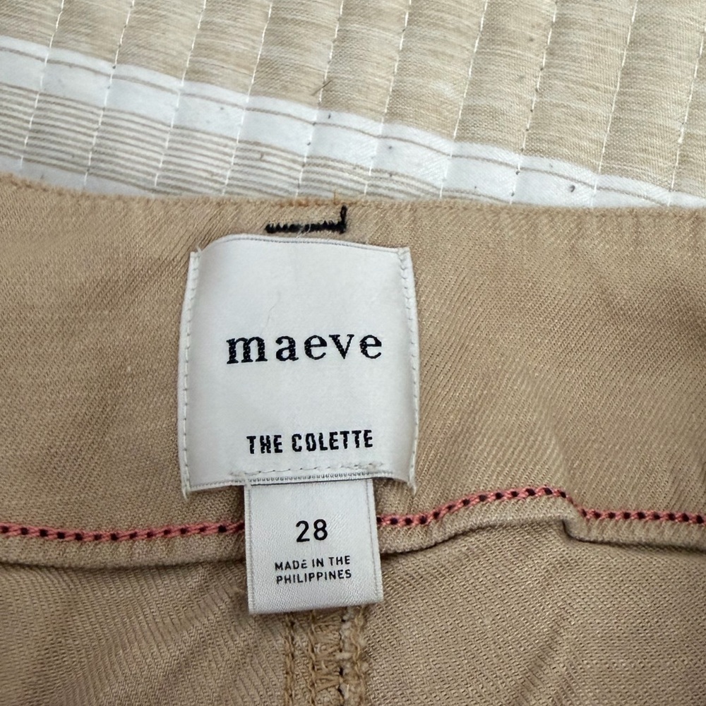 Maeve The Colette Contrast-Stitch Linen Crop Wide-Leg Pants women’s size 28 - Picture 3 of 4